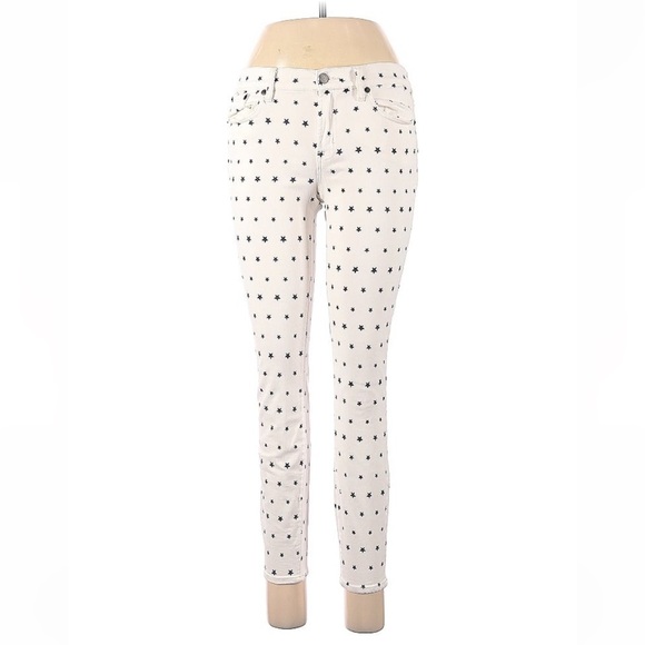 J crew toothpick cream pants with navy stars denim jeans 29” stars patriotic - Picture 5 of 11